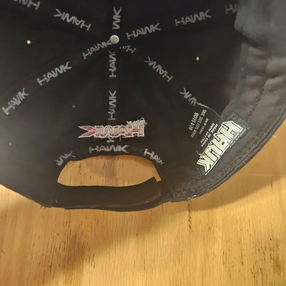 Tony Hawk Hat Cap Strap Back Youth One Size Black Red Embroidered Skateboarding‎